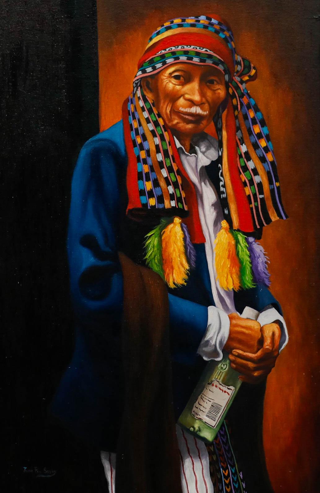 Juan Sisay (1921-1989)  - Óleo del siglo XX enmarcado, Retrato de un chamán - Painting de Unknown
