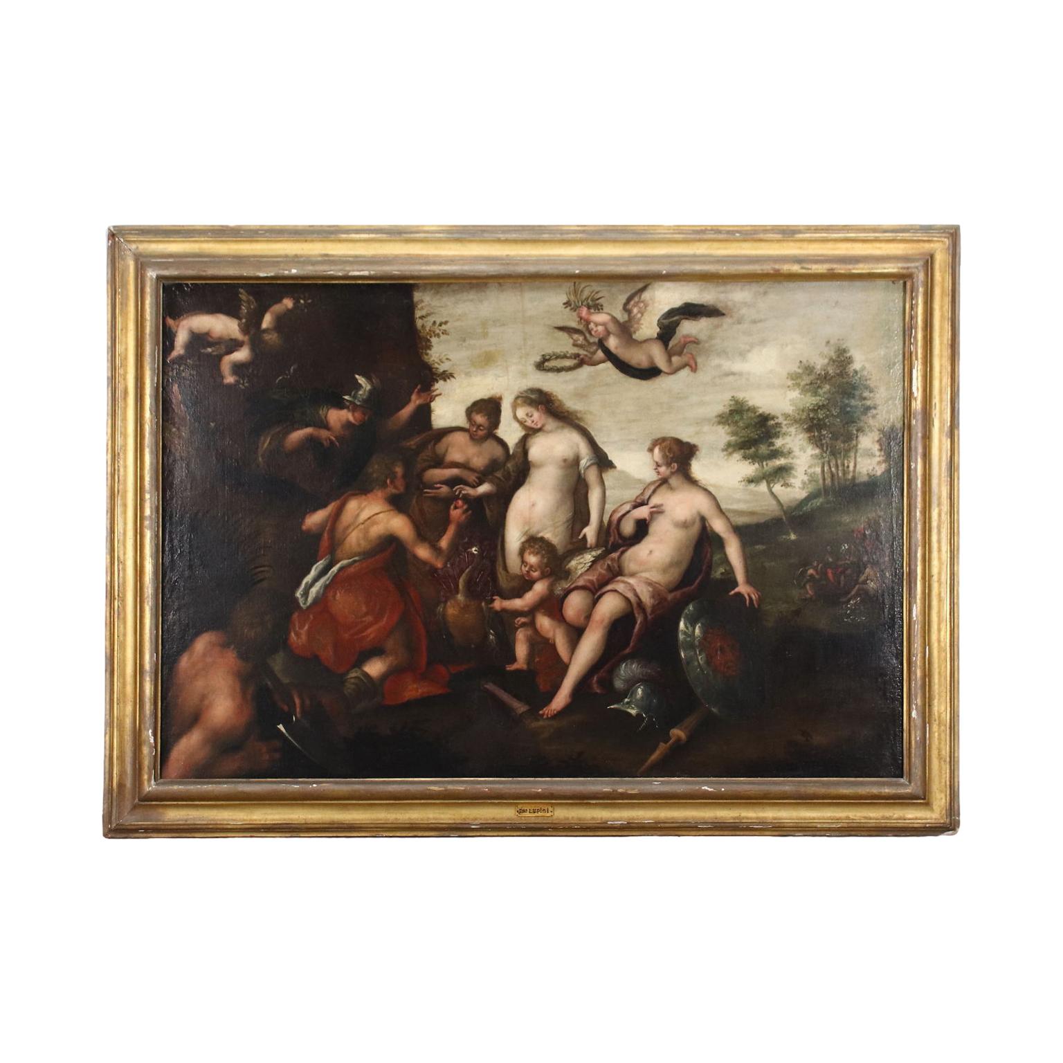 Unknown Figurative Painting - 'Judgment of Paris' Domenico Lupini attributed to, late XVIth century, oil paint