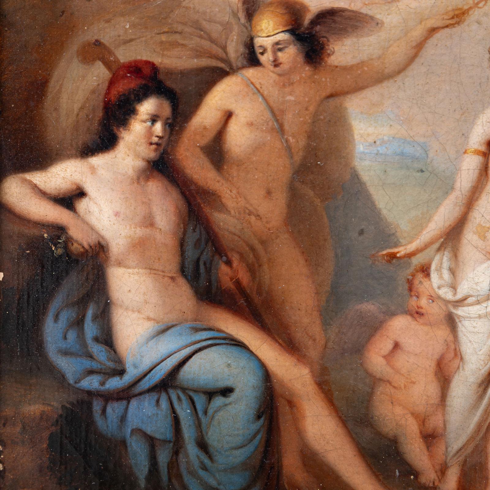 Jugement de Paris, Italie, XIXe siècle - Marron Figurative Painting par Unknown