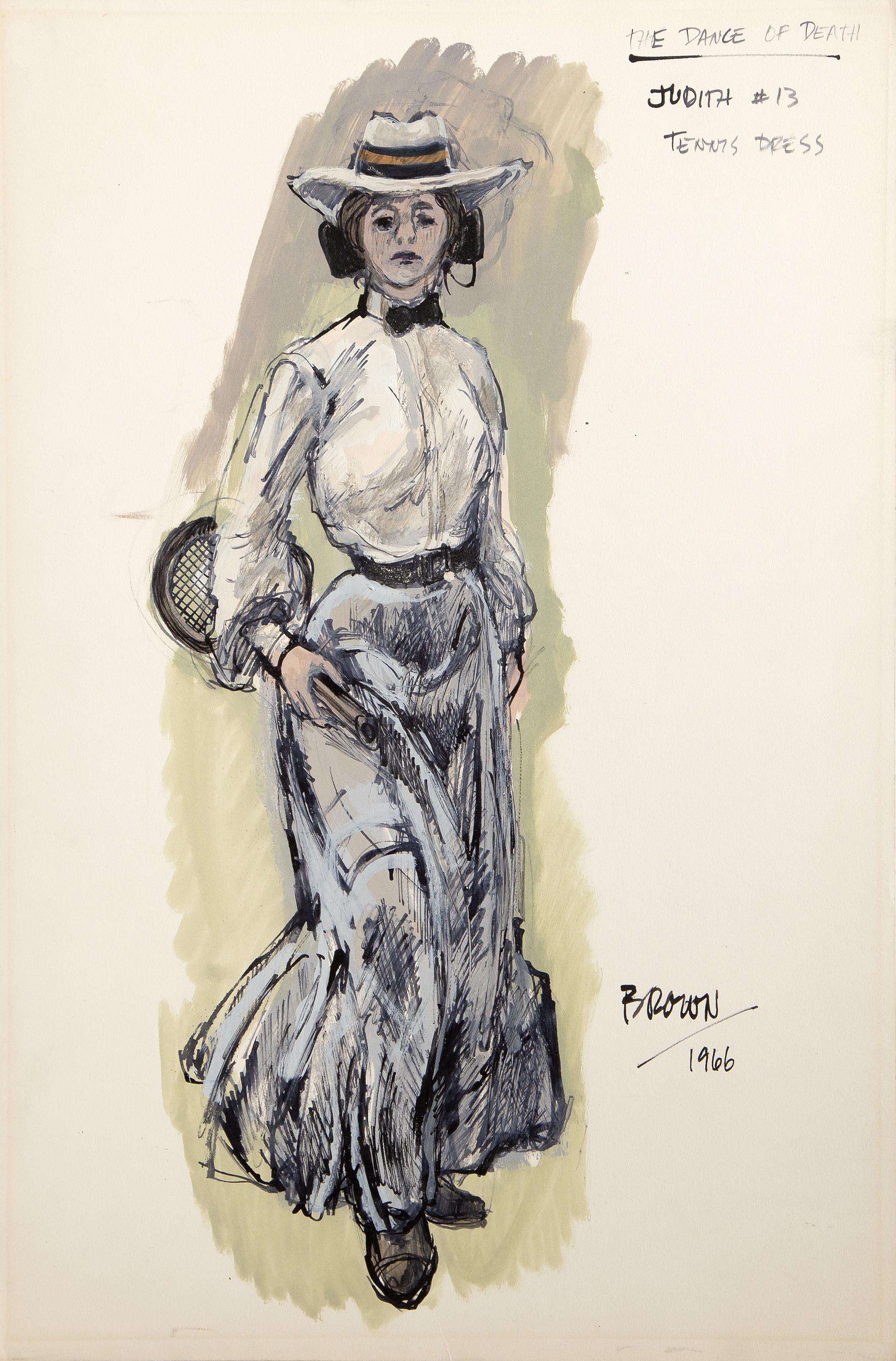 Abito da tennis Judith #13, Guazzo impressionista e olio su tavola di Lewis Brown