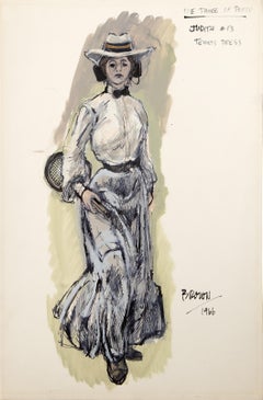 Abito da tennis Judith #13, Guazzo impressionista e olio su tavola di Lewis Brown