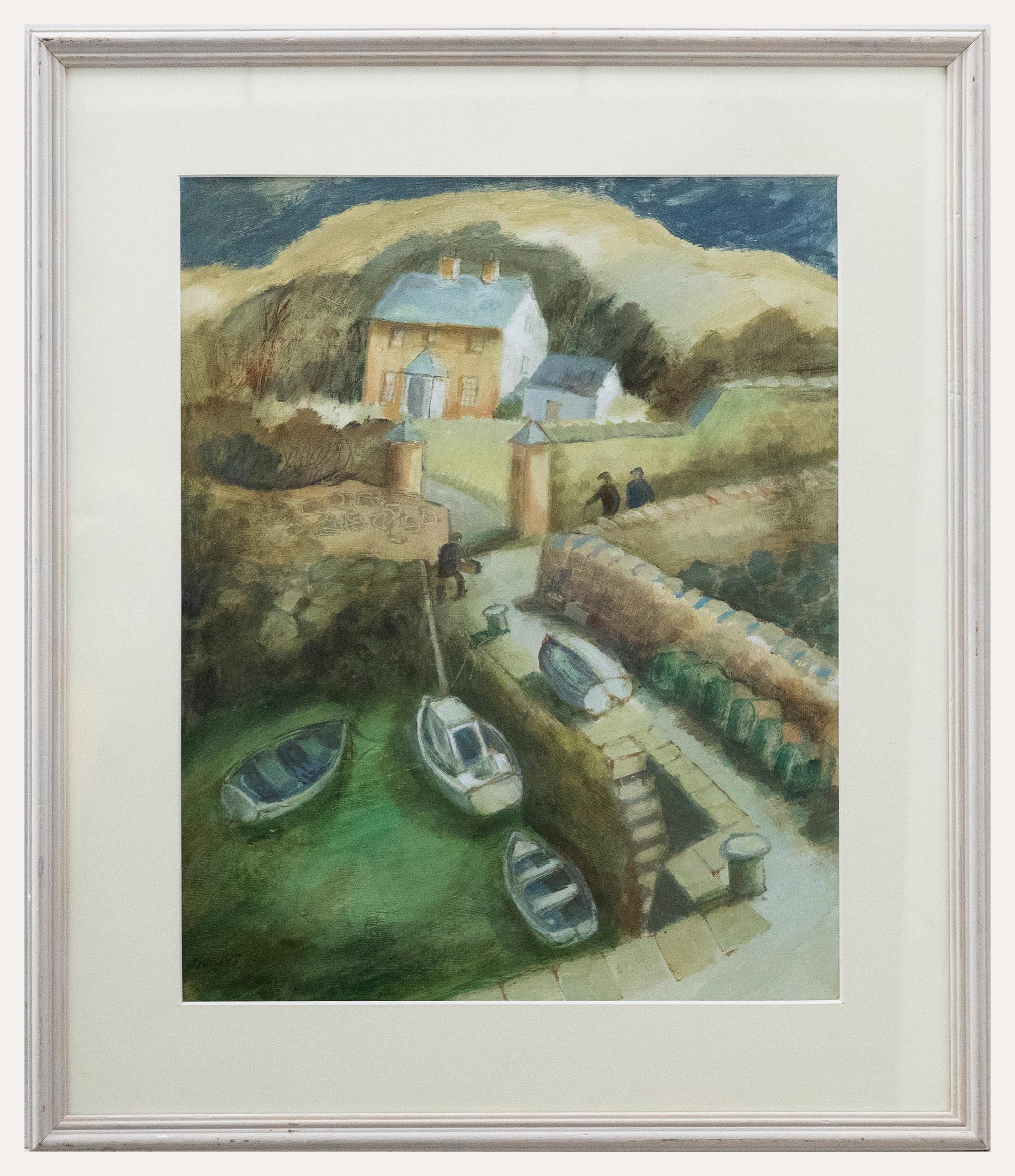 Unknown Landscape Painting – Judith Moy (1927-2016) - 1998 Acryl, House by The Quay, Co.Clare