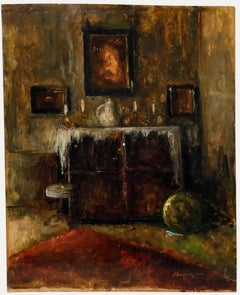 Jules Brouwers (1869-1955) - Mid 20th Century Oil, The Dressed Cabinet