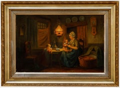 Jules Monnickendam (1874-1943) - Early 20th Century Oil, Tea Time with Mother