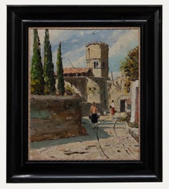 Julia Fornells Vila (1920-1983) - Olio incorniciato, Passeggiando per Townes
