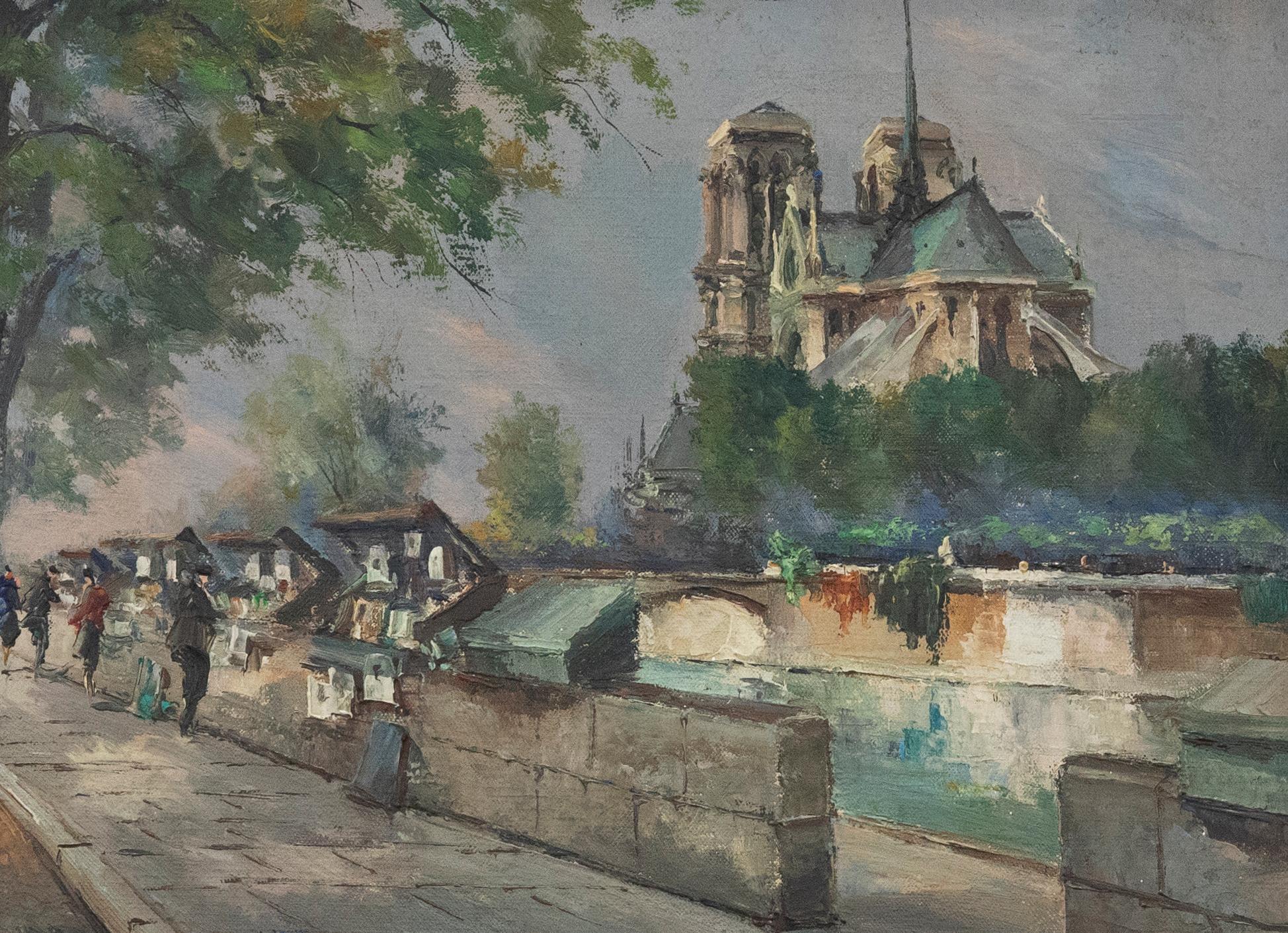 Julien Brosius (1917-2004) - French 20th Century Oil, The Quay at Notre Dame - Painting by Unknown