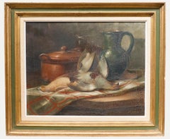 Julien Stappers (1875-960) - Huile encadrée, Nature morte à la perdrix grise