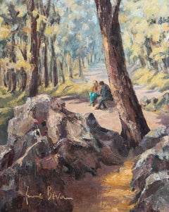 June Bevan (nata nel 1927) - Olio del XX secolo, Una foresta vicino a Sheffield
