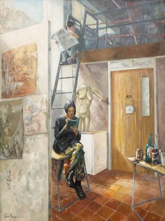 June Bevan (b.1927) - 20th Century Oil, Art Student's Lunch Break