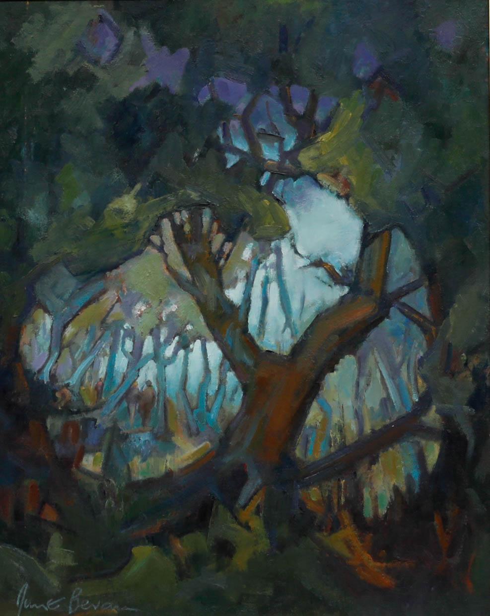 June Bevan (nata nel 1927) - Olio del XX secolo, Chiaro di Luna - Painting di Unknown