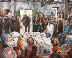 June Bevan (b.1927) - 20th Century Oil, Sheep Auction