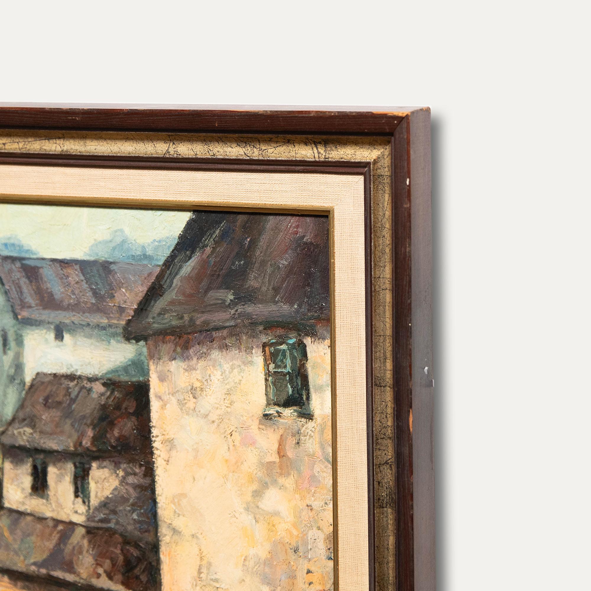 June Bevan (geb. 1927) - 20. Jahrhundert Ölgemälde, The Inner Harbour im Angebot 1