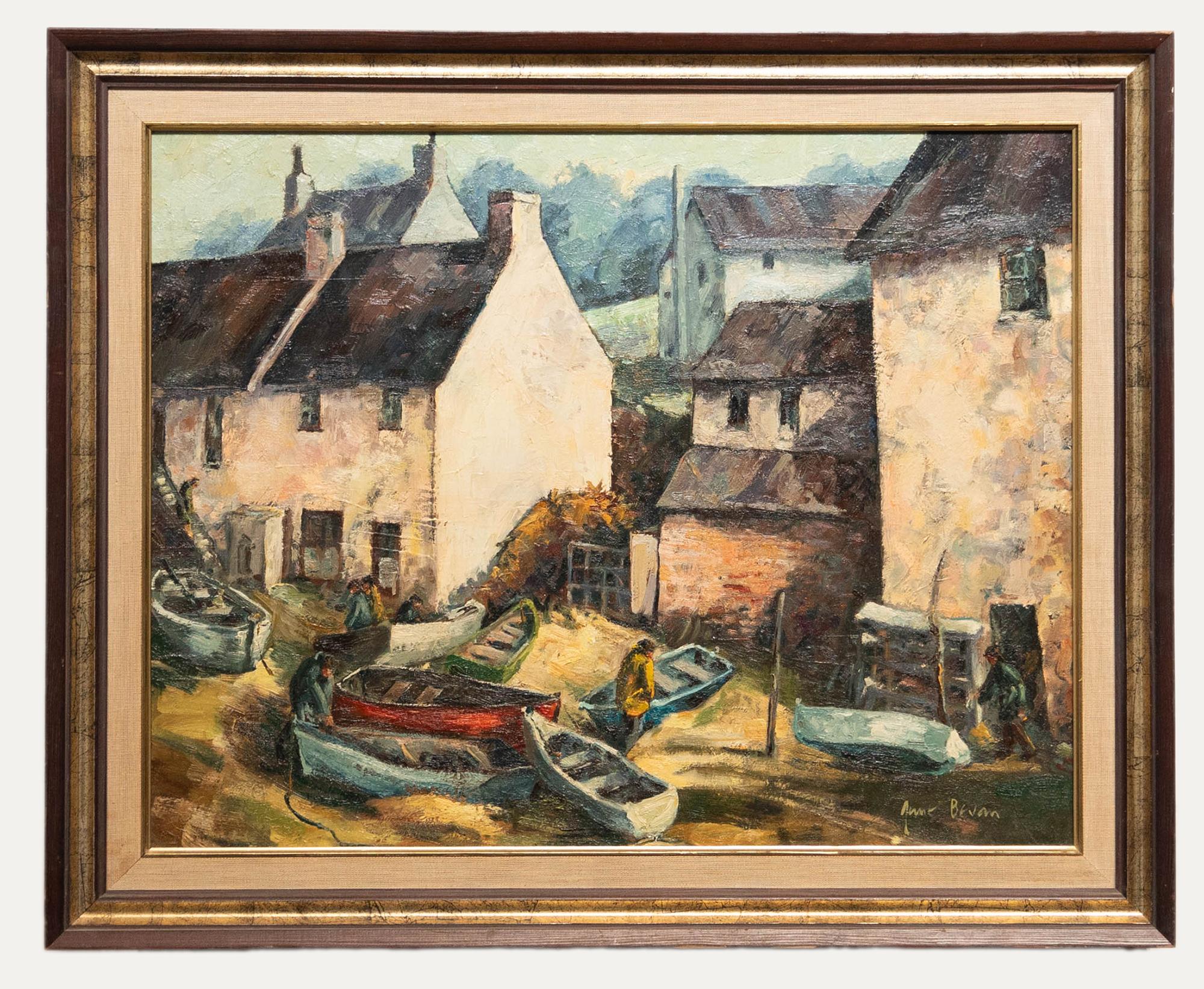 June Bevan (geb. 1927) - 20. Jahrhundert Ölgemälde, The Inner Harbour