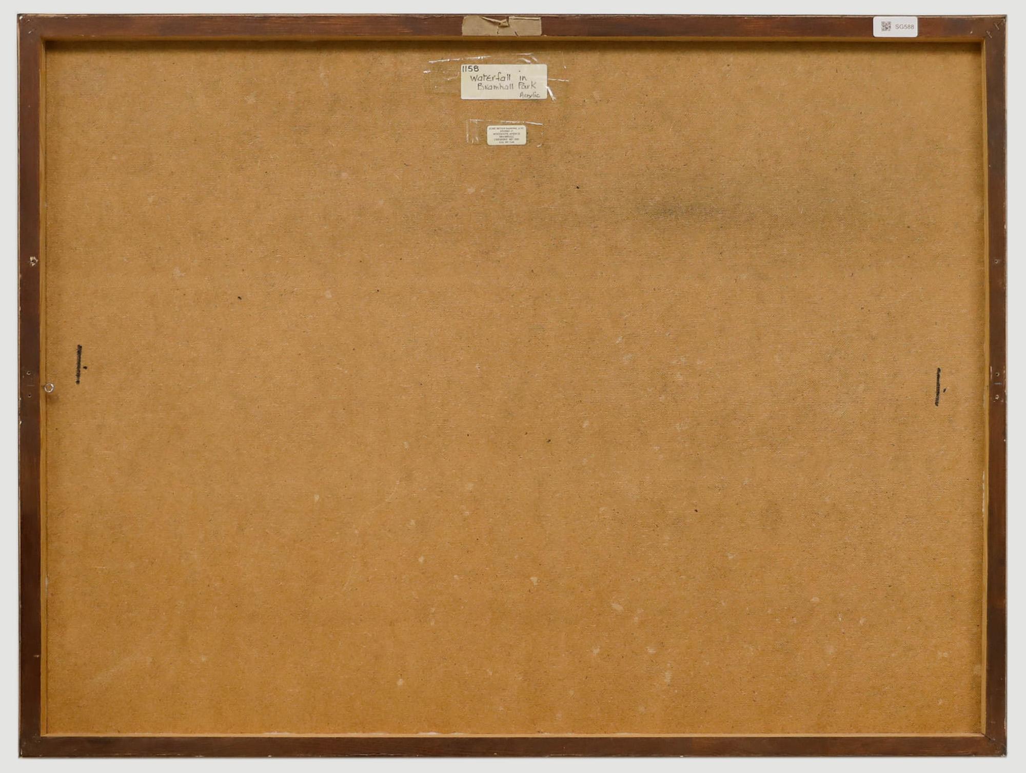 Signed to the lower left. Titled to the reverse. Presented in a wooden strip style frame. On board.