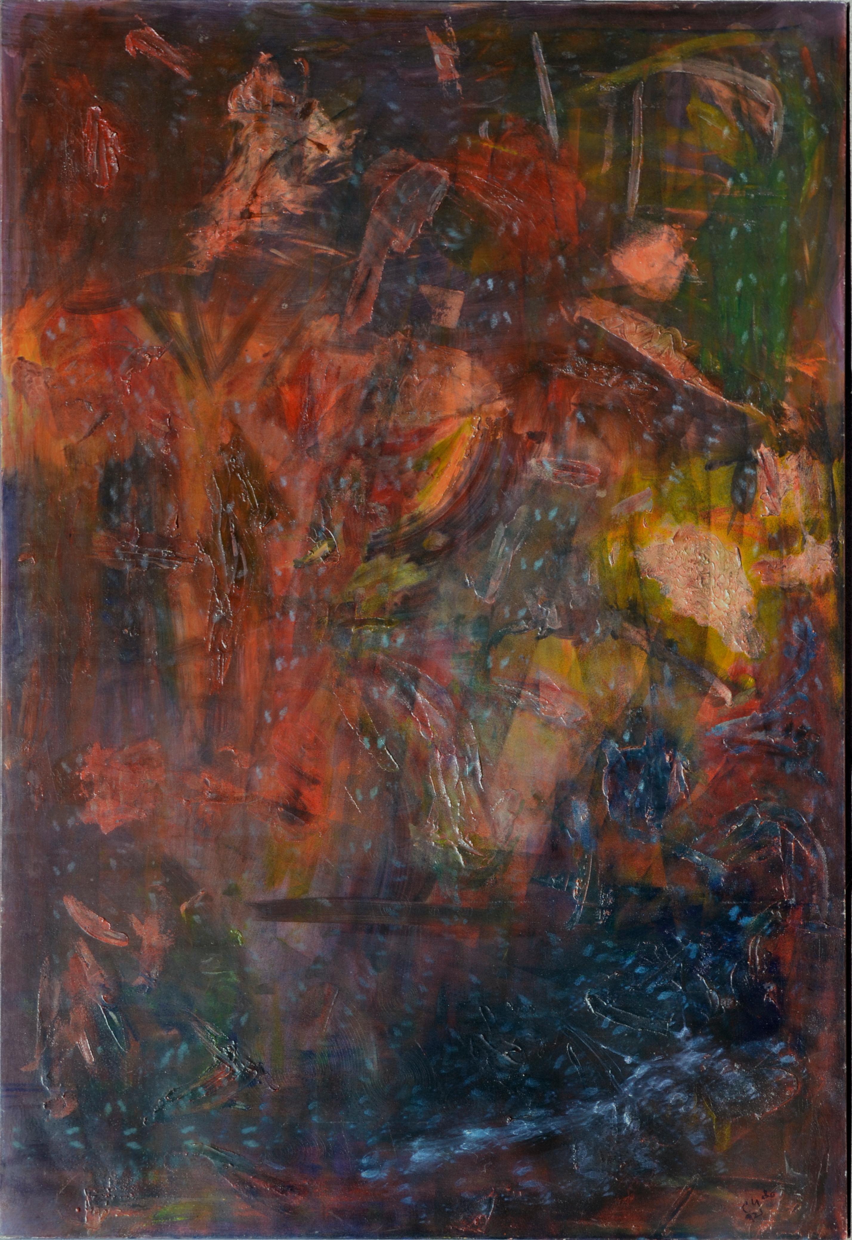 Dschungel-Nachte Abstrakt – Painting von Unknown