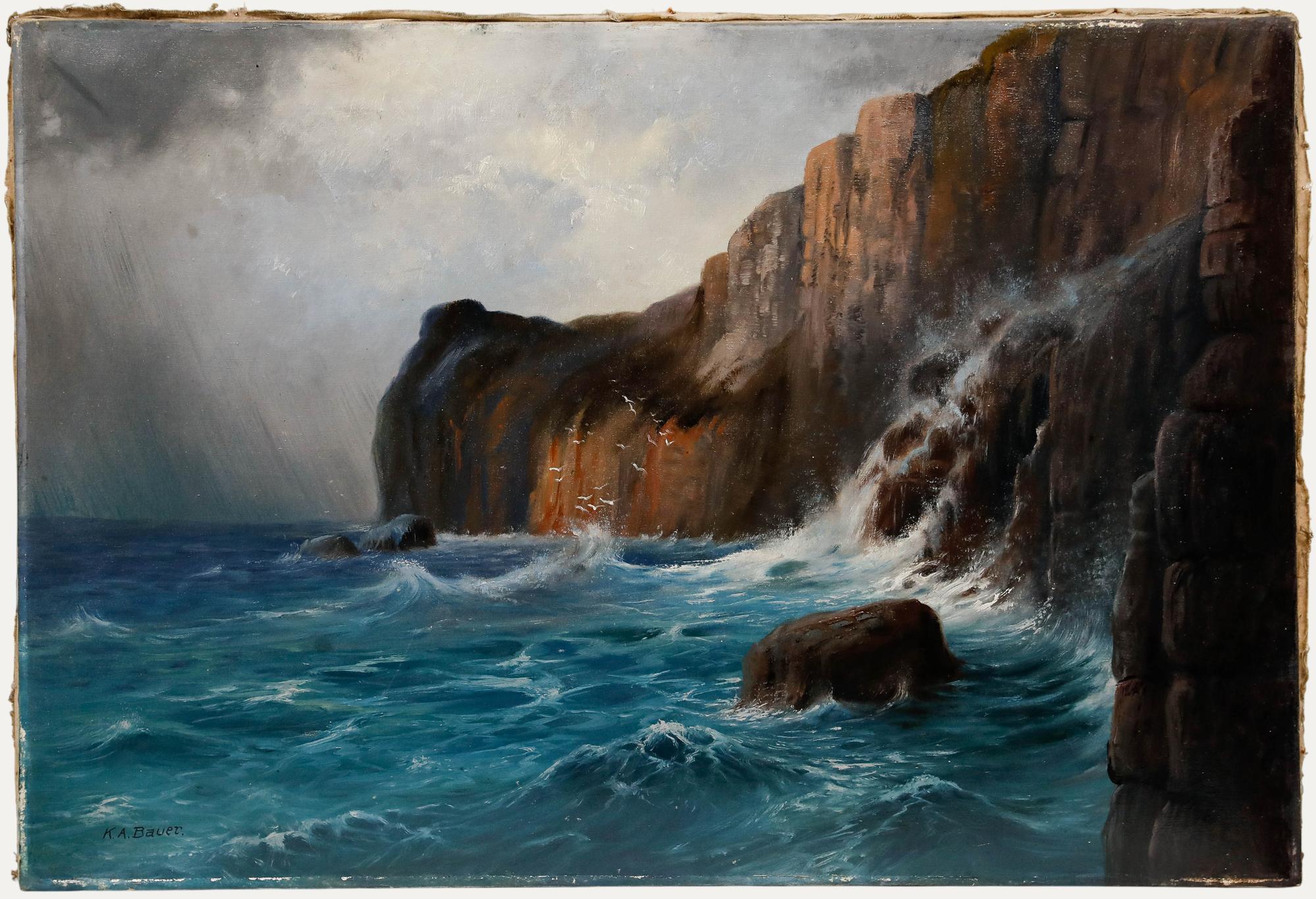 K. A. Bauer - Huile du début du 20e siècle, Mer houleuse