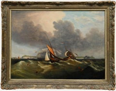 K. Grolig - Olio del XIX secolo, Navigare in mari tempestosi