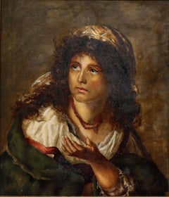 K. Mellor after Nathaniel Schmitt - 19th Century Oil, The Gypsy Girl