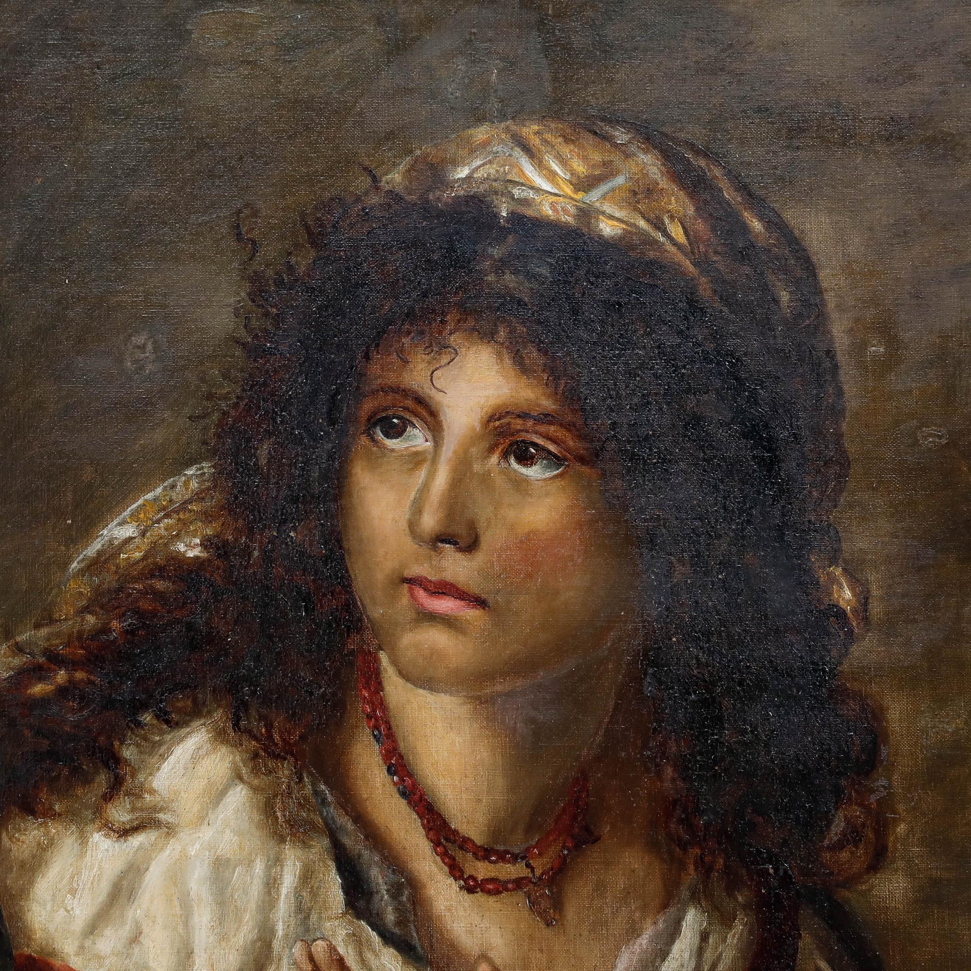 K. Mellor d'après Nathaniel Schmitt - 19e siècle Huile, La bohémienne en vente 1