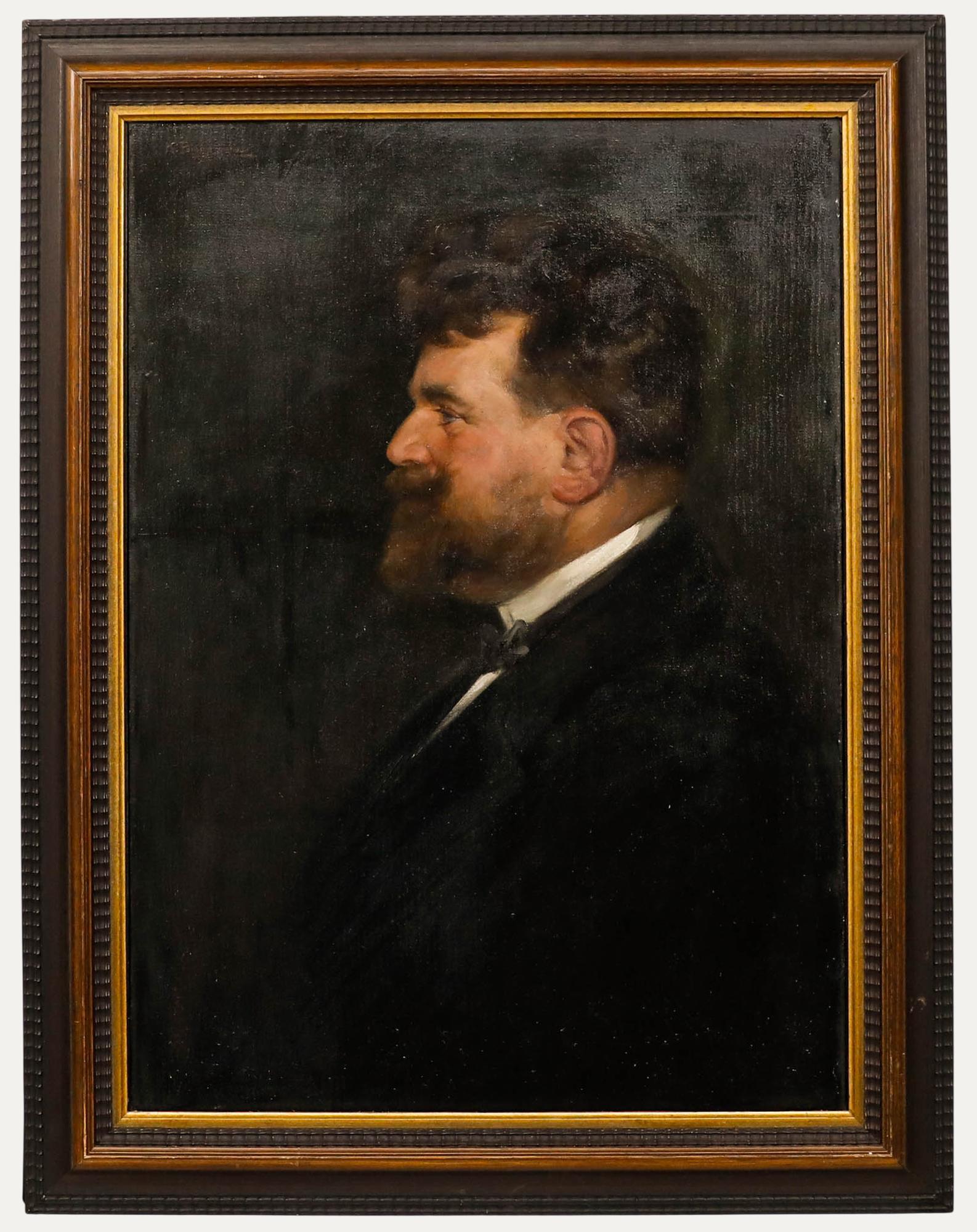 K. Pommerhanz - Olio del 1911 incorniciato, Gentiluomo di profilo