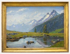 K. Schalchll - Anfang des 20. Jahrhunderts Öl, See in den Alpen