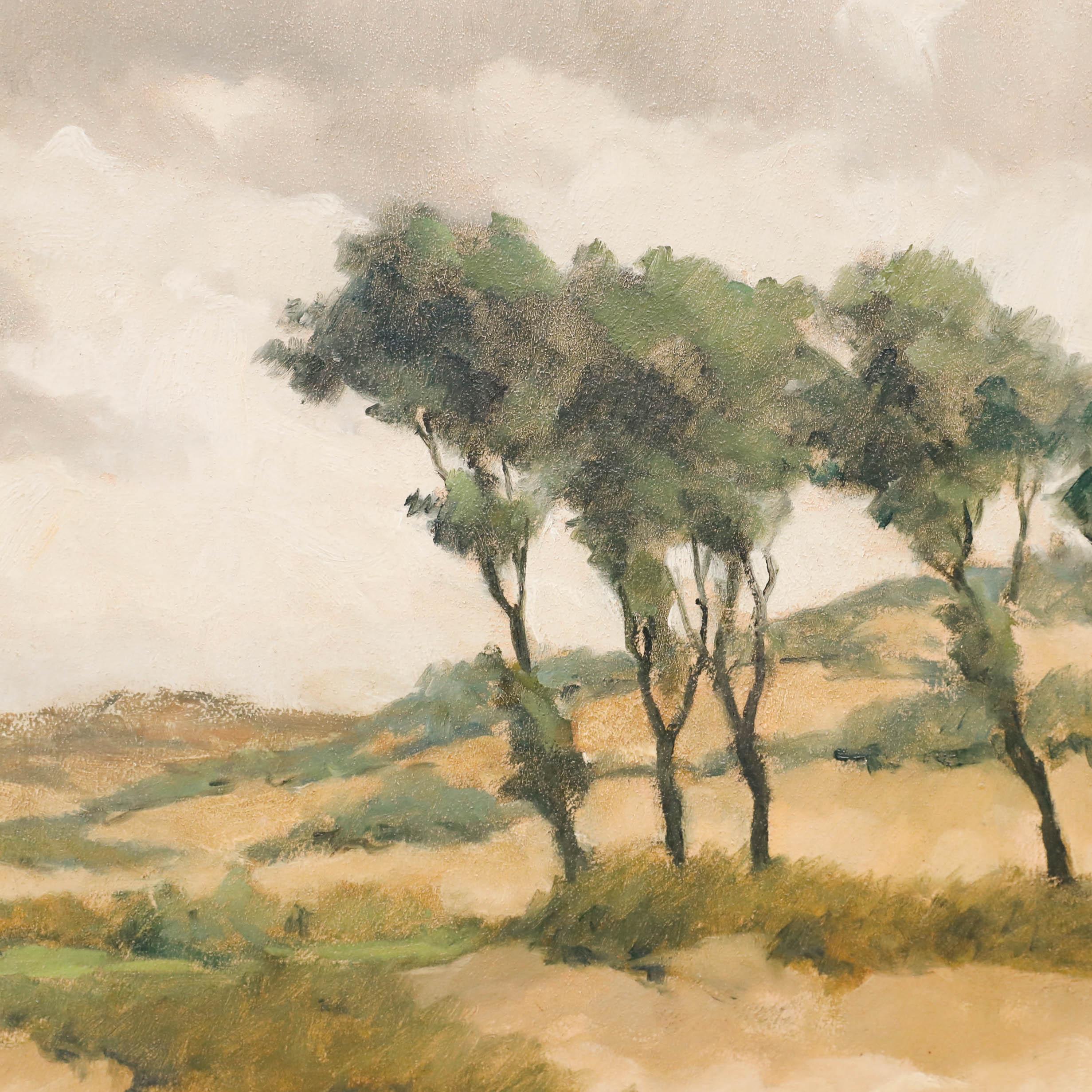 Karel van Lerberghe (1889-1953) - Framed Oil, Dunes View with Tree - Beige Landscape Painting by Unknown