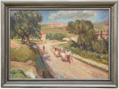 Karl Schwarz (20th Century) - 1940 Oil, Cattle Driving