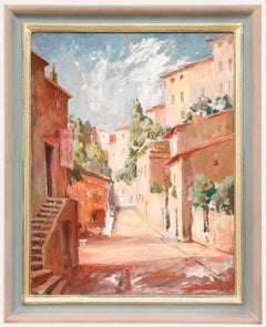 Karl Schwarz - Olio del XX secolo incorniciato, Scena di strada nel sud della Toscana
