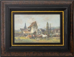 Karl Stuhlmuller, „Marktsszene“, Ölgemälde auf Tafel