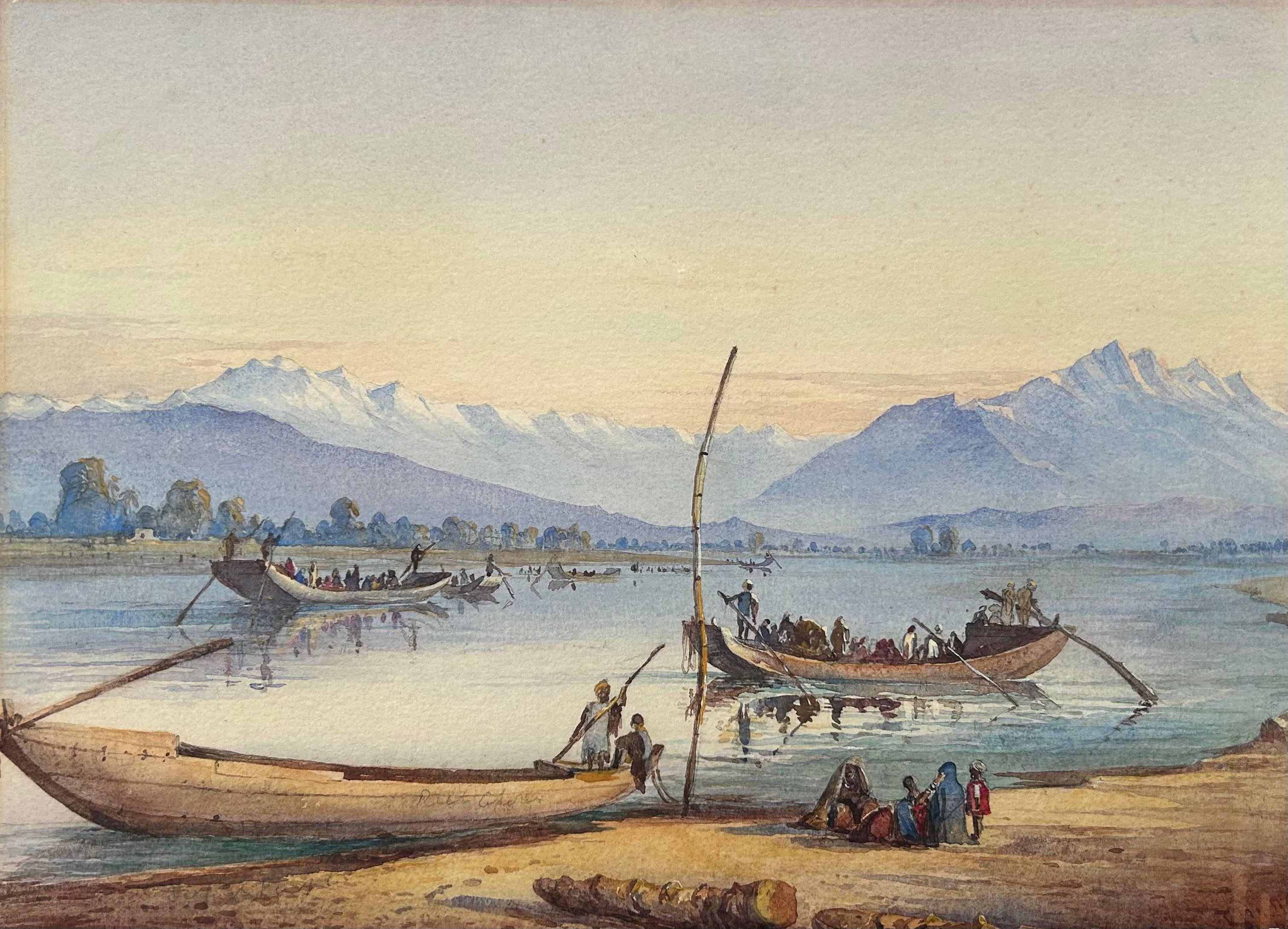India XIX sec. Acquerello Charles Stewart Hardinge Montagne del lago del Kashmir 15