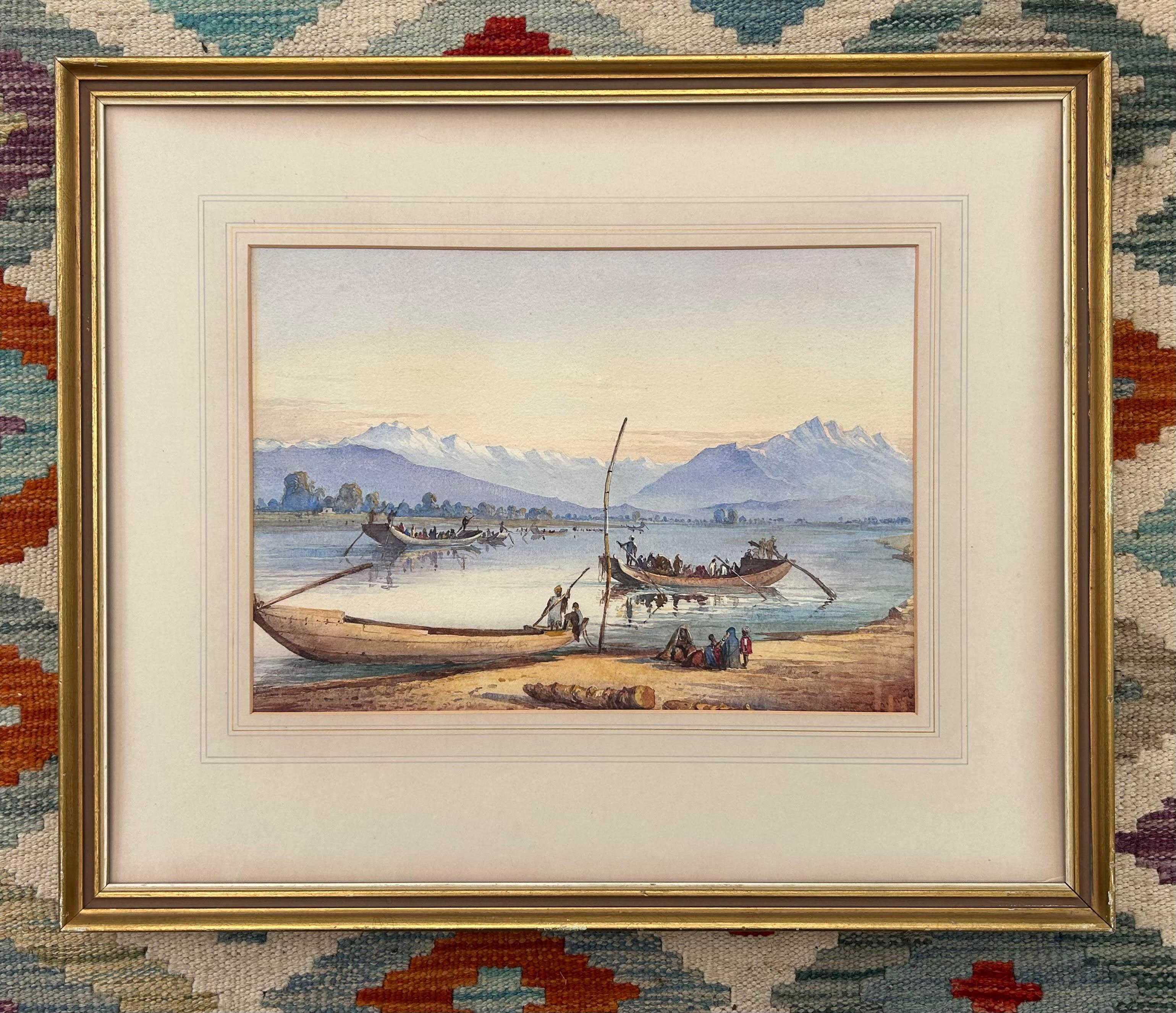 India XIX sec. Acquerello Charles Stewart Hardinge Montagne del lago del Kashmir - Landscape Painting Beige di Unknown