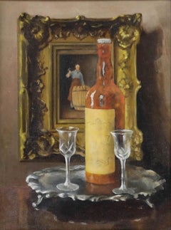 Kathleen E. Williams (act.1920-1959) - Mid 20th Century Oil, Drinks for Two