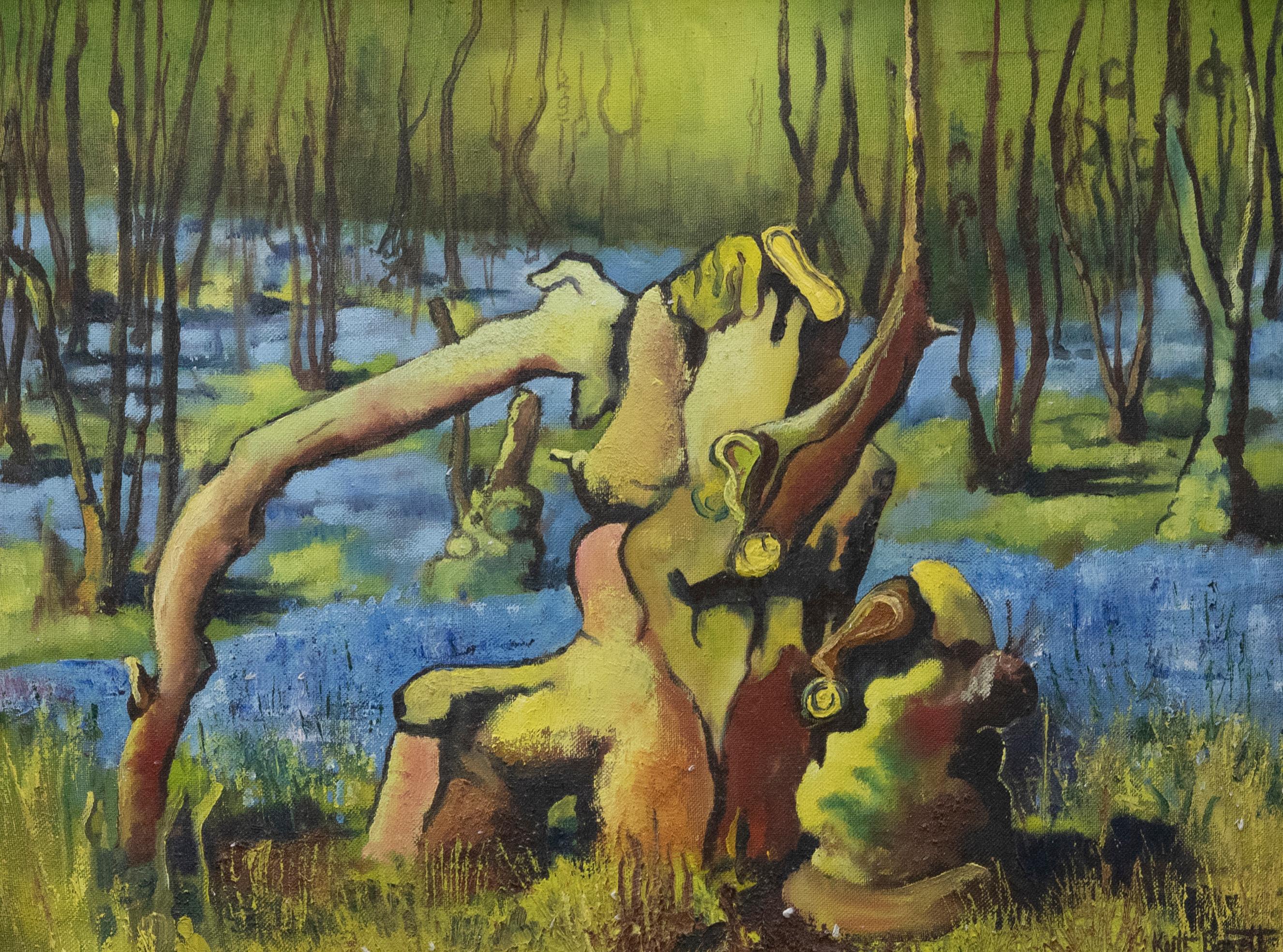 Keith Barrett - 1980 Oil, Stump - Painting by Unknown