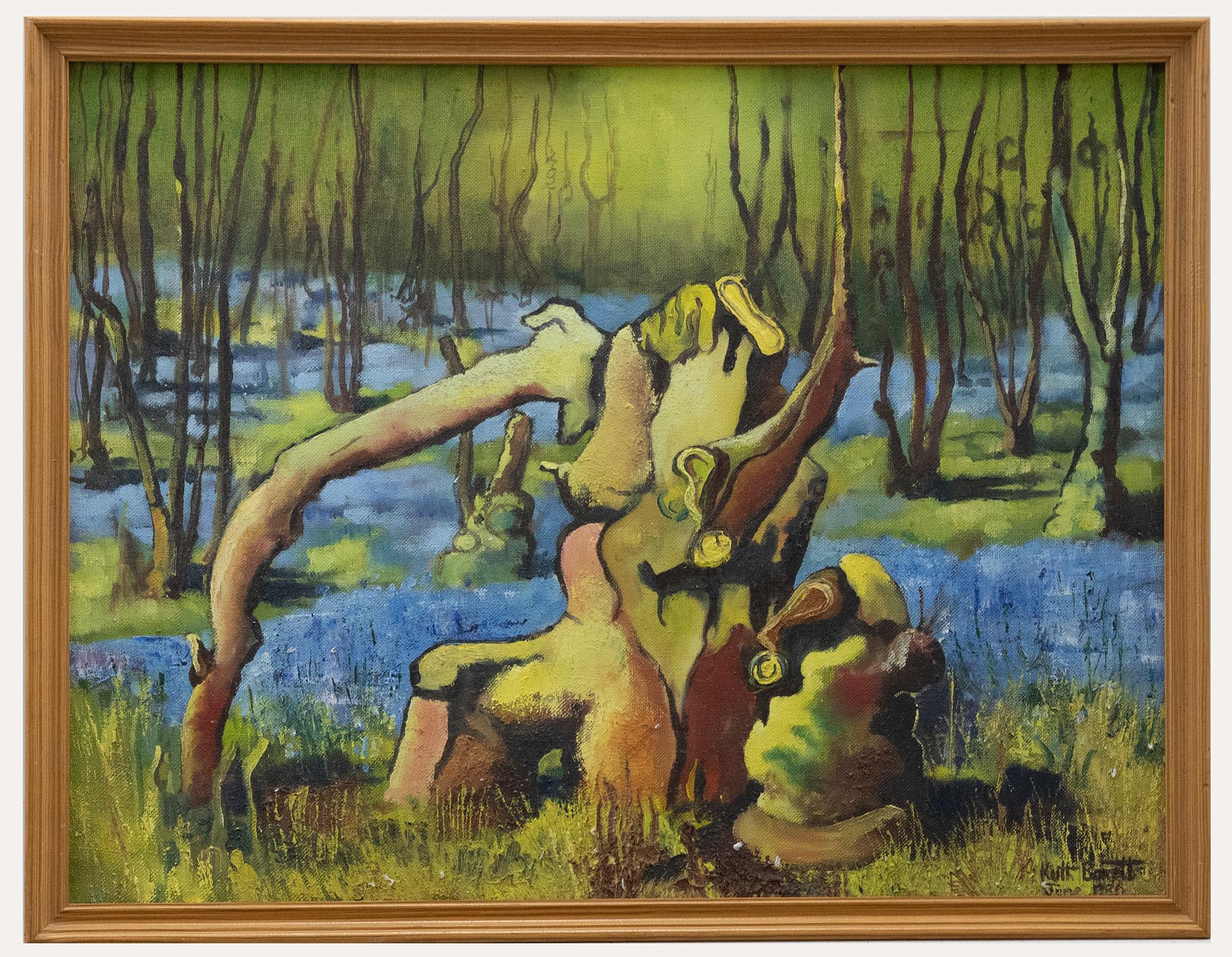 Unknown Landscape Painting - Keith Barrett - 1980 Oil, Stump