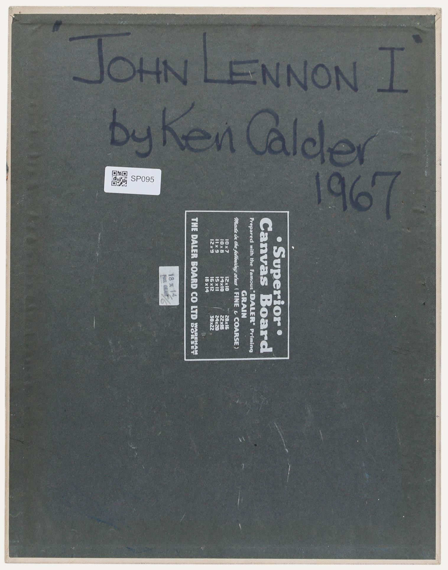 Ken Calder - Mid 20th Century Oil, John Lennon I - Gray Portrait Painting by Unknown