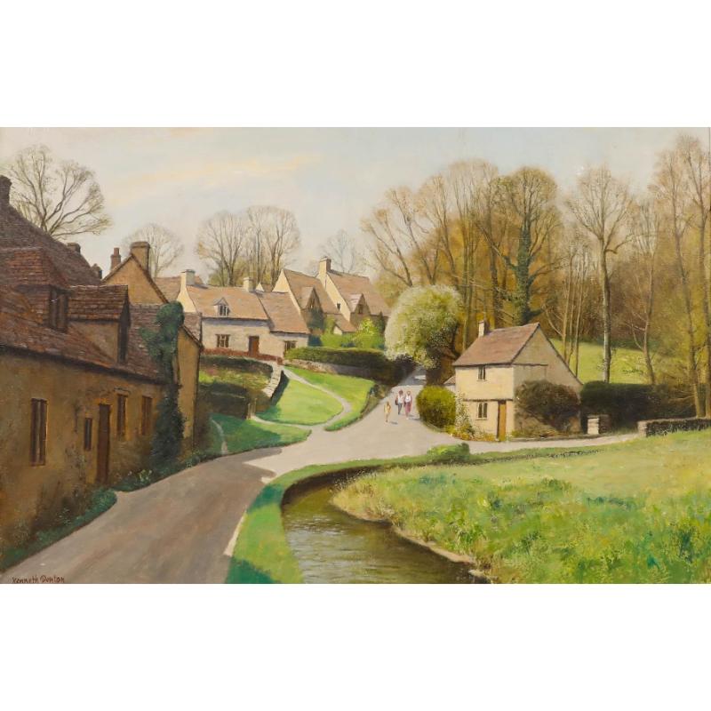 Kenneth Raymond Denton (1932-2024) - Gerahmtes Öl, Vorfrühling, Bibury – Painting von Unknown