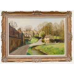 Kenneth Raymond Denton (1932-2024) - Gerahmtes Öl, Vorfrühling, Bibury