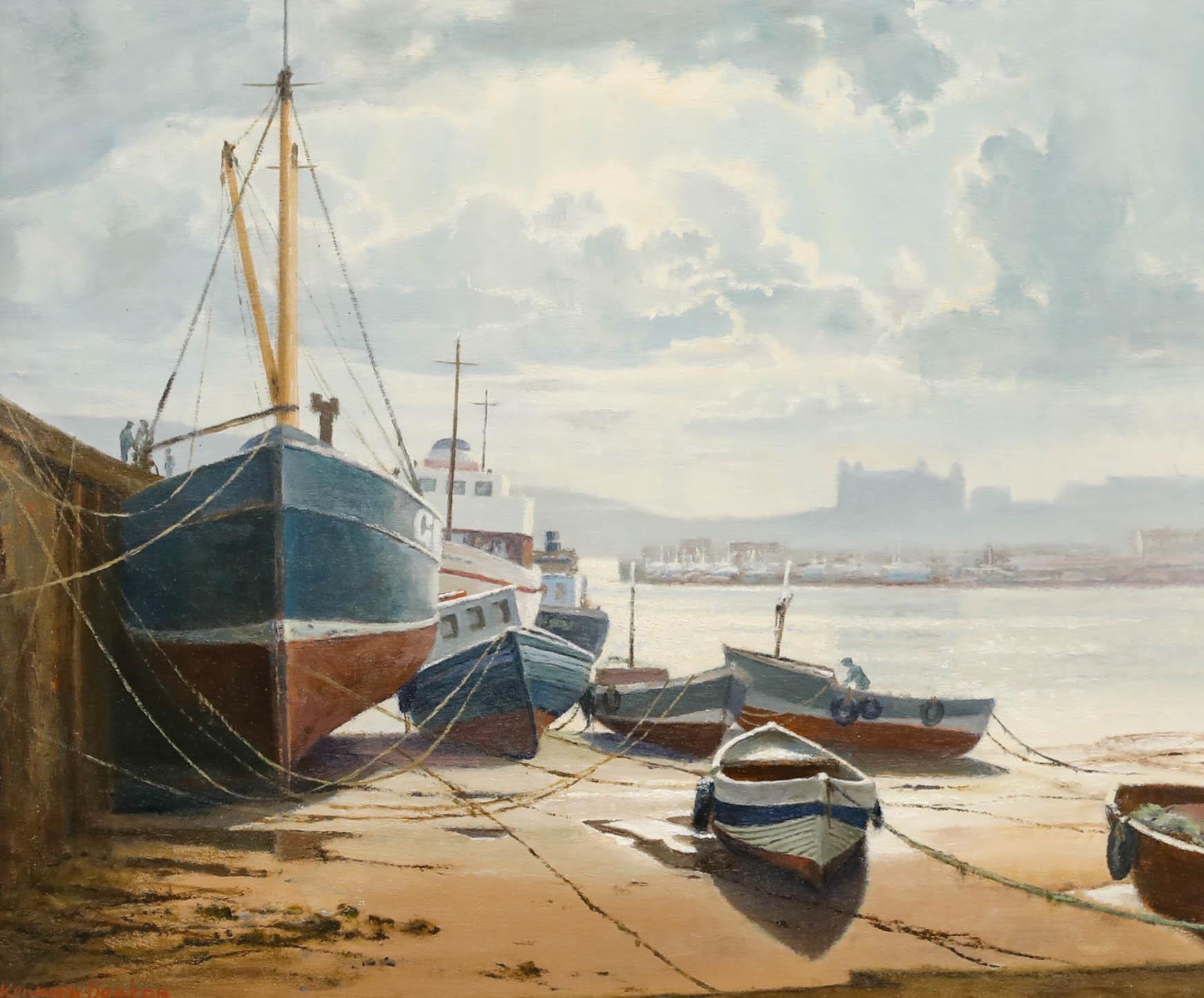 Kenneth Raymond Denton (1932-2024) - Gerahmtes Ölgemälde, Winter-Sonnenlicht, Scarborough – Painting von Unknown