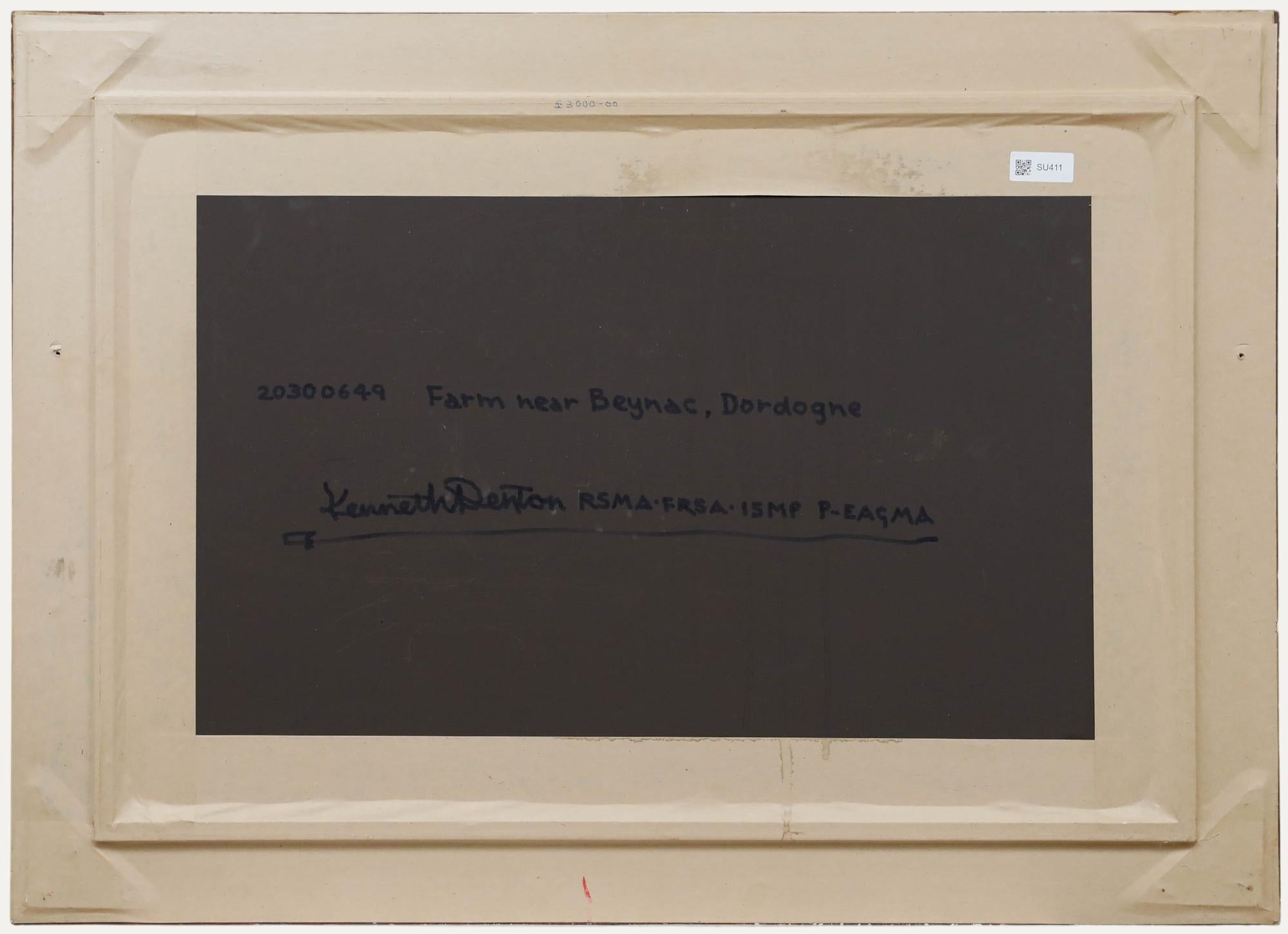 Kenneth Raymond Denton (1932-2024) - Öl, Bauernhof bei Beynac, Dordogne (Braun), Landscape Painting, von Unknown