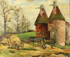 Kentish Farm scene with Oast Houses