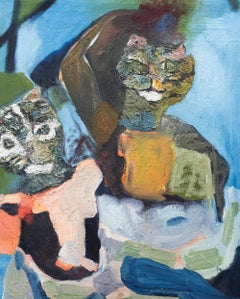 Kerstin McGregor (1962-2012) - Huile contemporaine, combat de chats