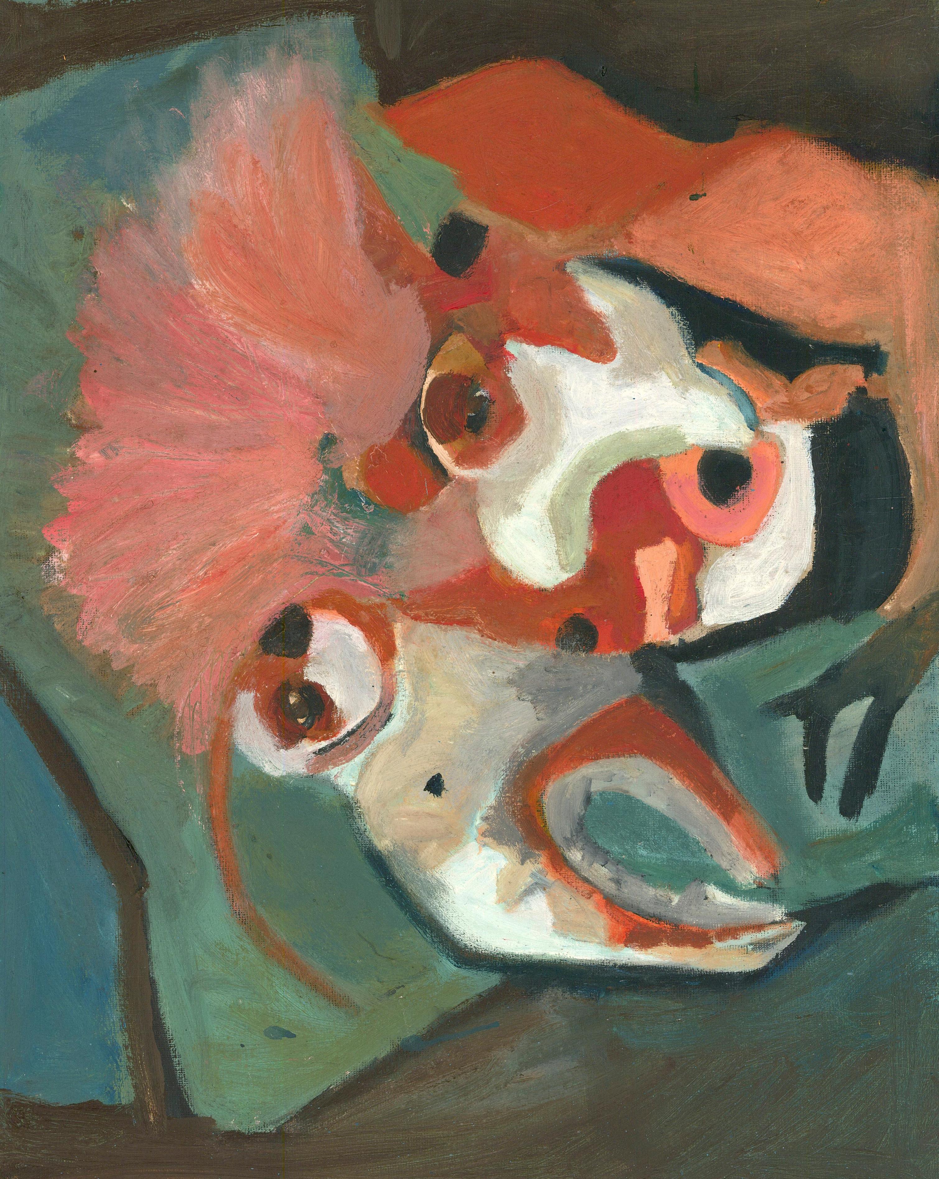 Unknown Animal Painting – Kerstin McGregor (1962-2012) - Zeitgenössisches Öl, Exotische Vögel im Profil