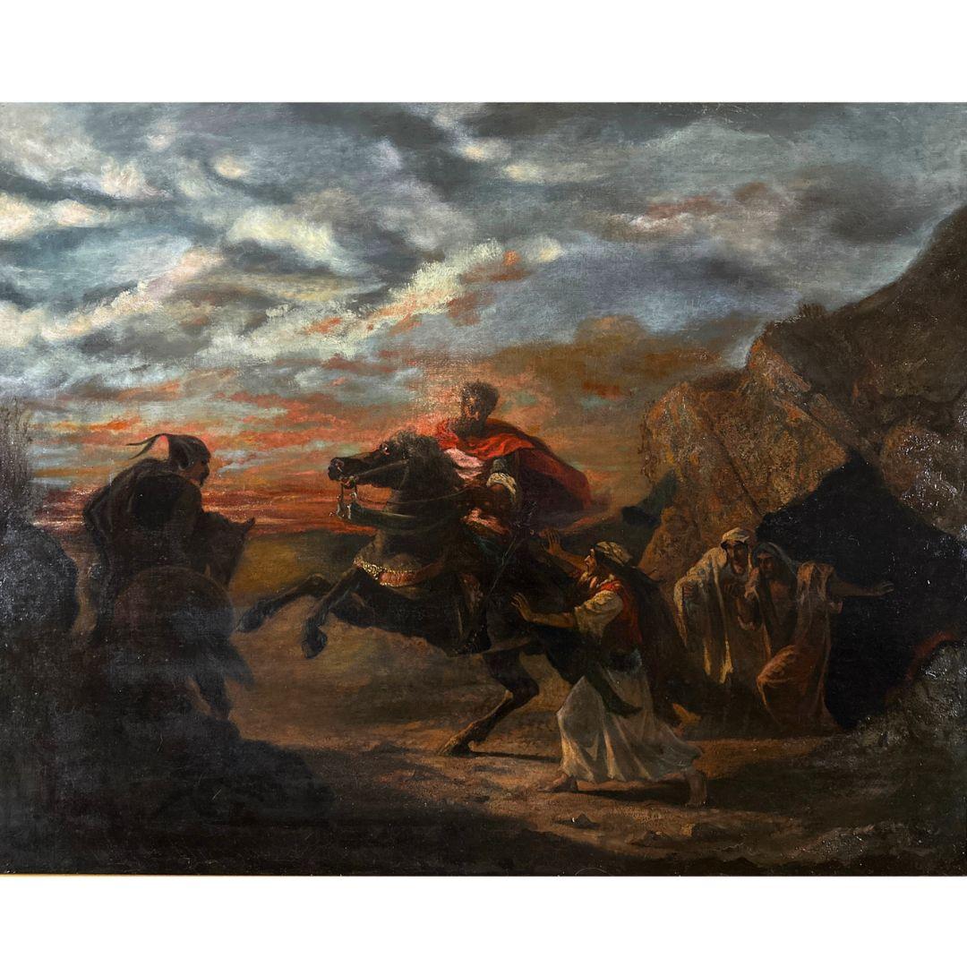 Kidnapped by the Raiders By French School Student Academic Realist Oil  Canvas - Painting by Unknown