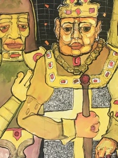 KING ARTHUR - Mixed technique on canvas cm.110x75 signed Vighi.