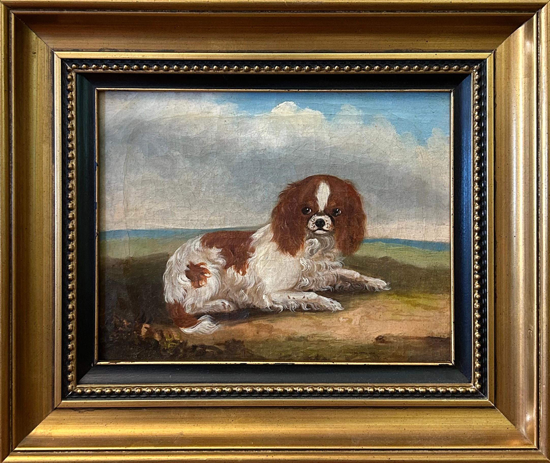 King Charles Spaniel Diptych, 19th century oil on canvas - Painting by Unknown