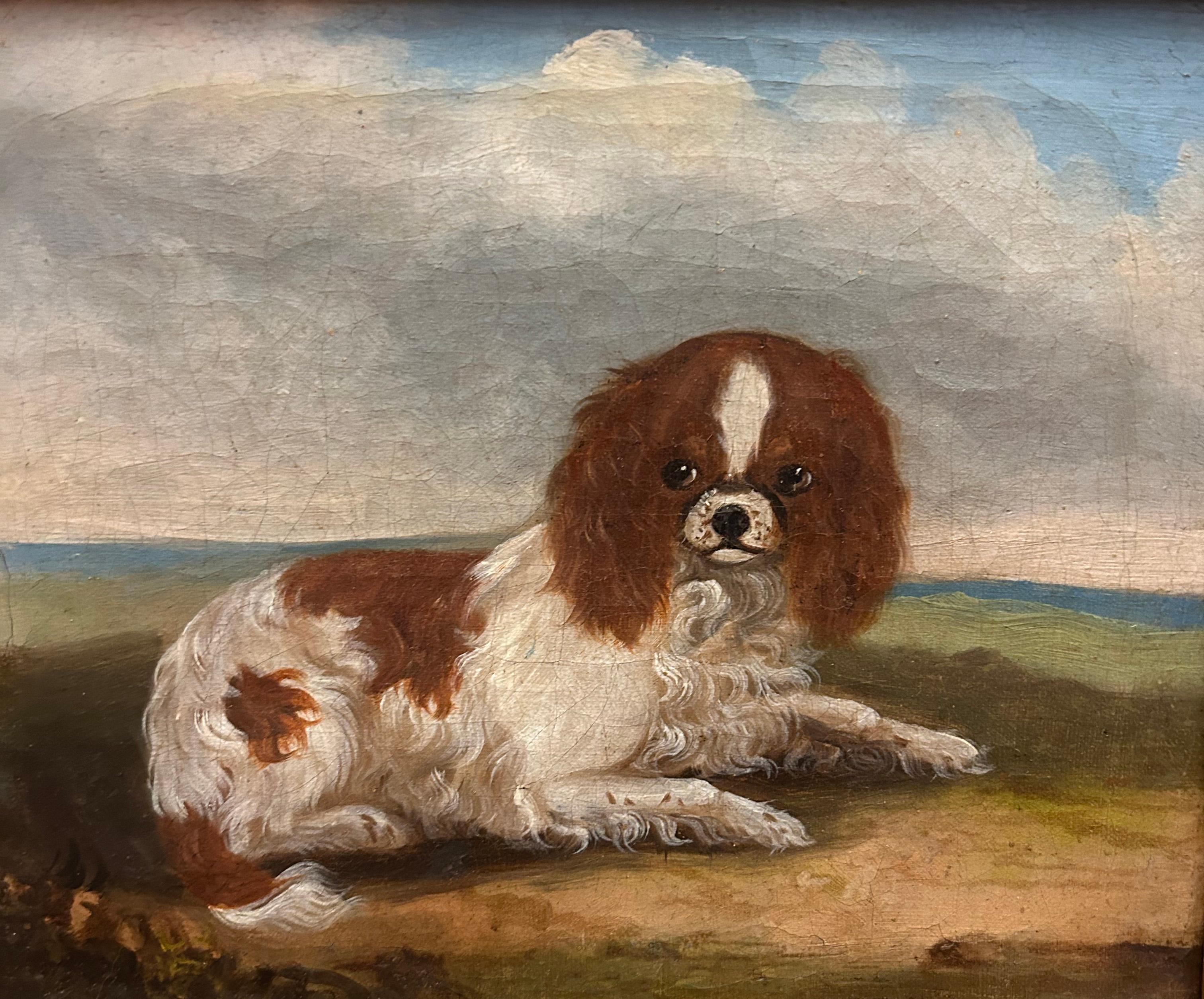 King Charles Spaniel Diptych, 19th century oil on canvas 4
