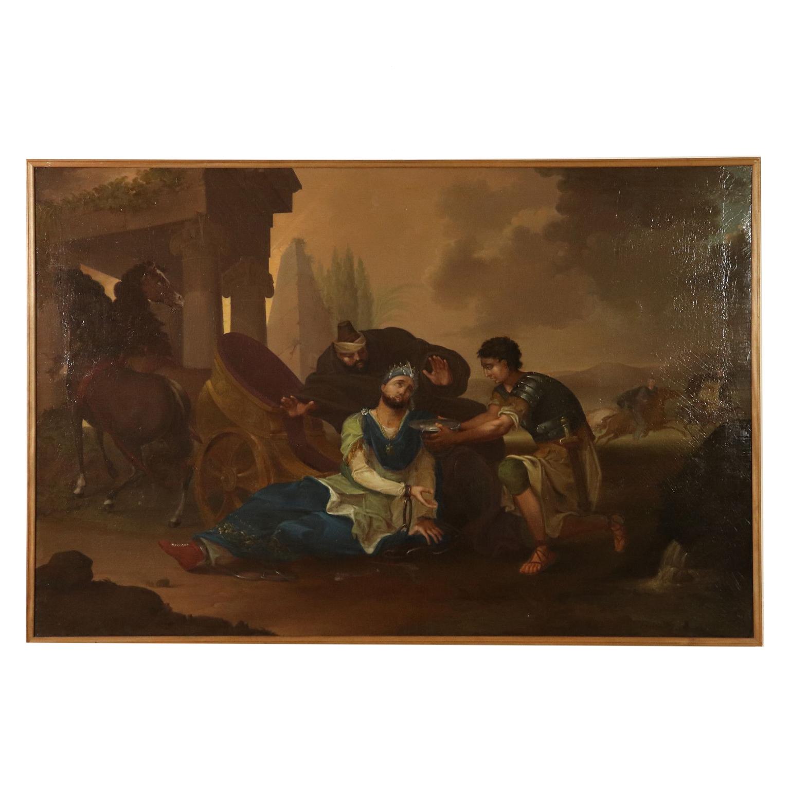 Unknown Landscape Painting - King Darius' Death Oil on Canvas Late 1800s Italian Painting