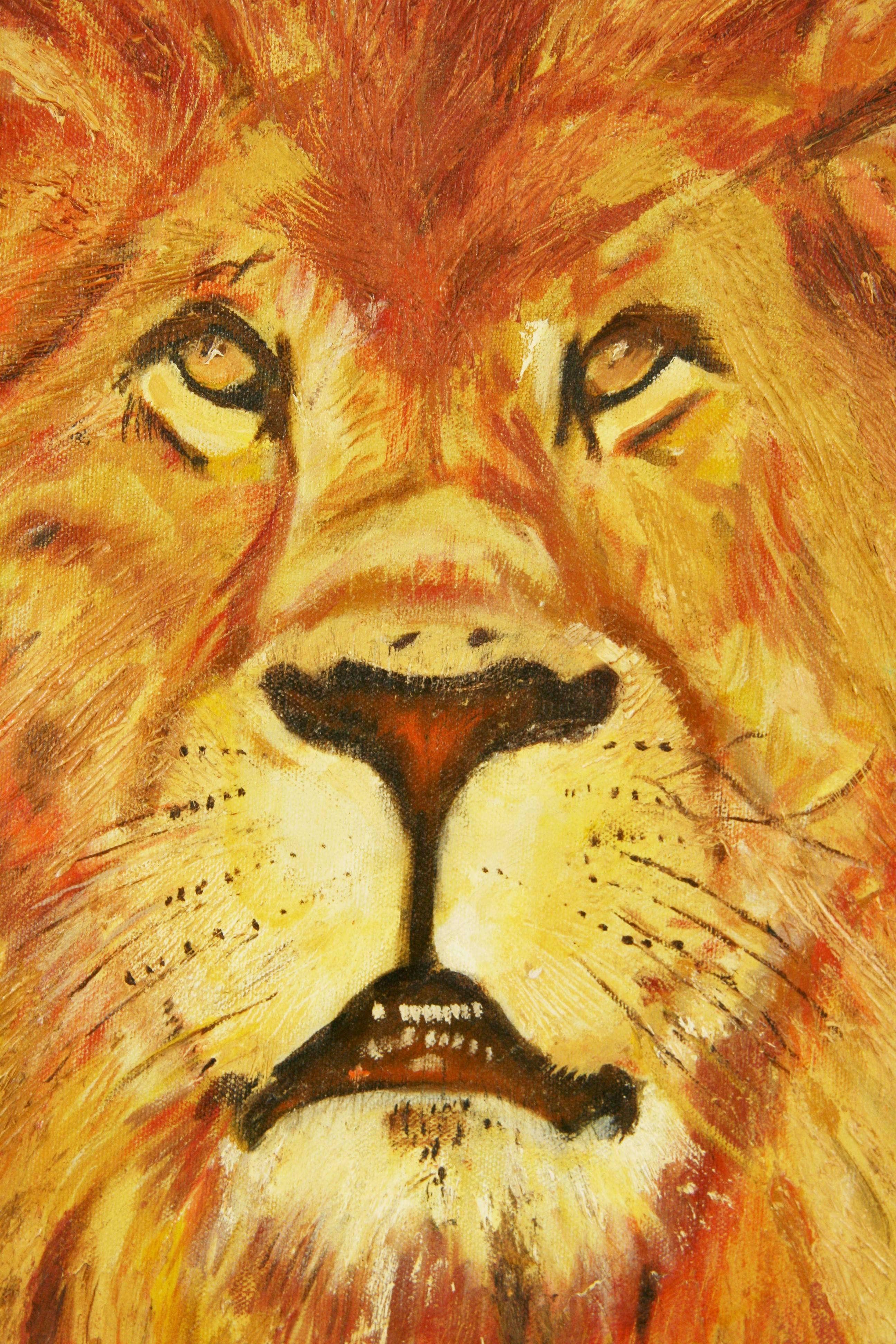 King of the Jungle  Leo The Lion Animal Painting For Sale 3