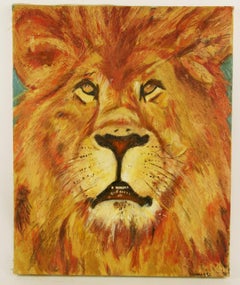 Vintage  King of the Jungle  Leo The Lion Animal Painting