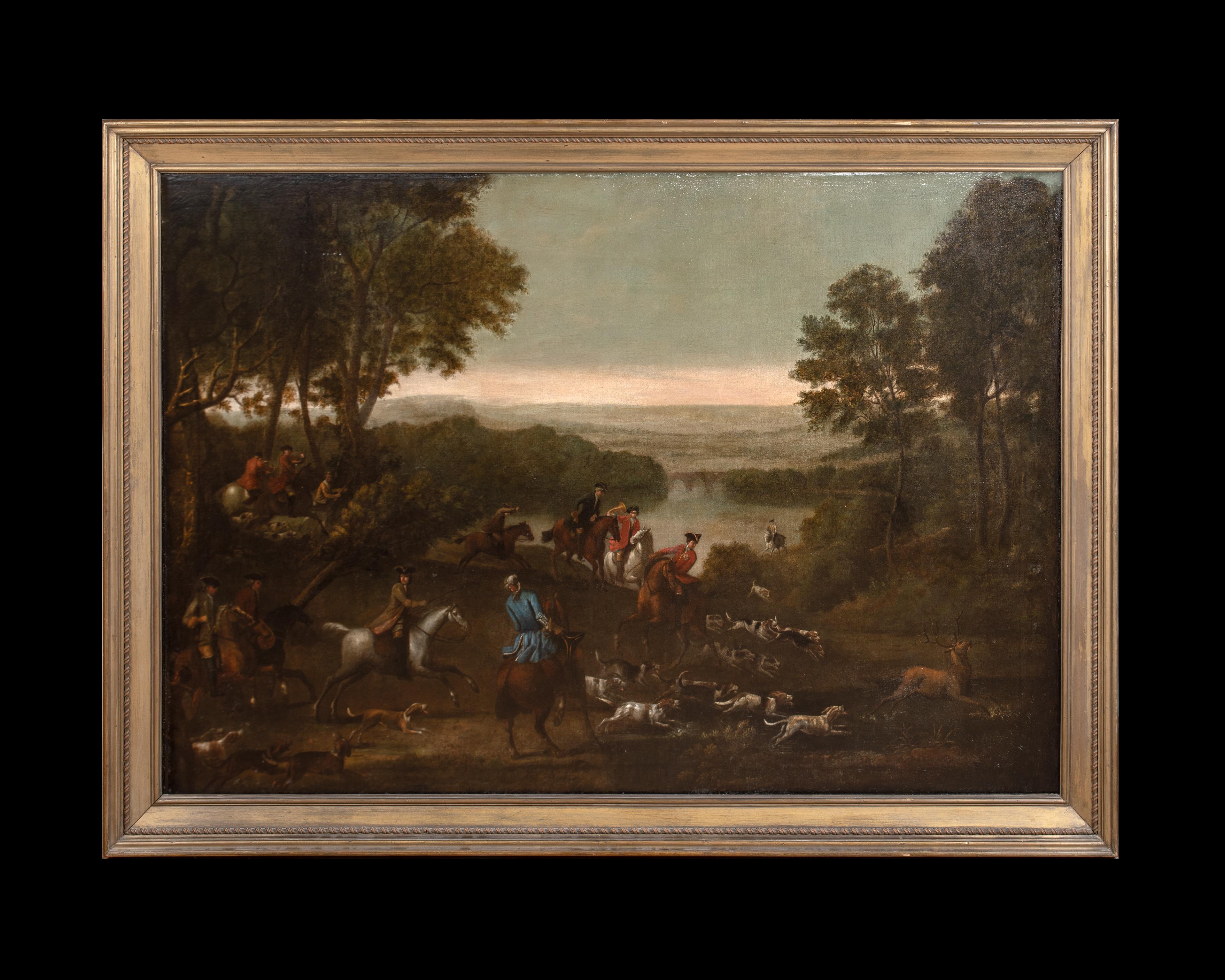 King William III. Hirschjagd auf Hirsch, 18. Jahrhundert  John WOOTTON (1682-1765) – Painting von Unknown